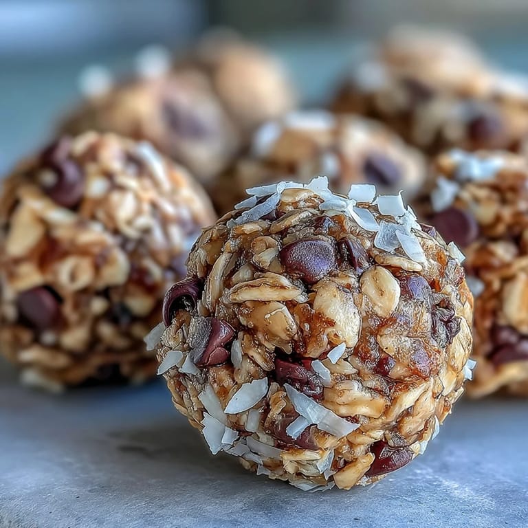 Bite-sized energy balls made with oats and chocolate chips, a tasty snack for soccer players on the go.
