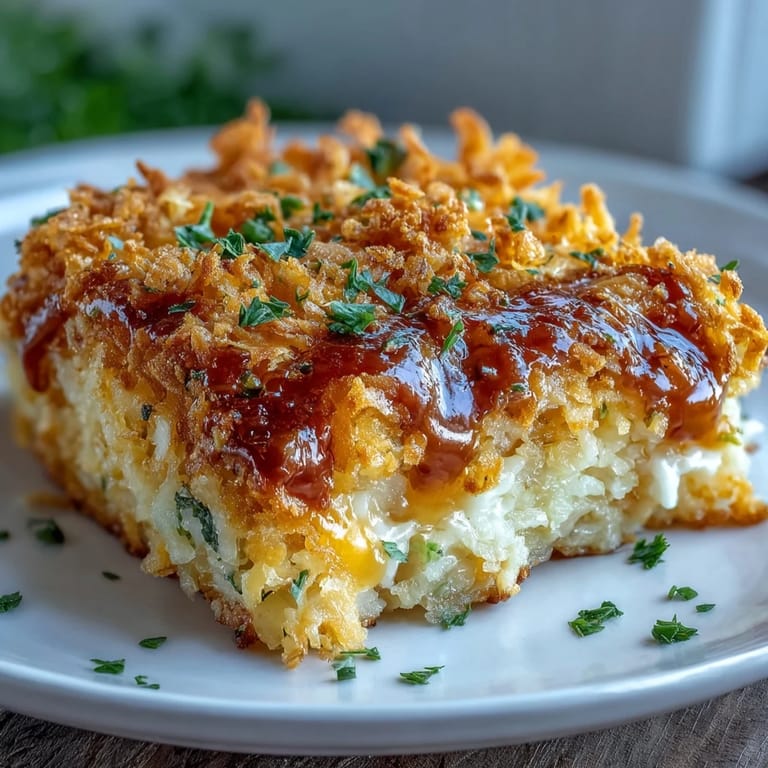 Creamy hash brown casserole baked to perfection, featuring shredded potatoes, sharp cheddar, and a buttery golden crust.
