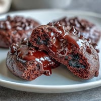 Decadent double chocolate cottage cheese protein cookies with rich cocoa and melty dark chocolate chips.  
