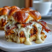 Gourmet Derby Day Hot Brown Sliders with turkey, bacon, and creamy Mornay sauce on soft rolls, perfect for parties.