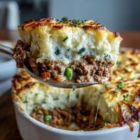 Wholesome turkey shepherds pie with creamy cauliflower-potato mash and savory ground turkey filling, baked until golden and bubbling.