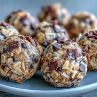 Energy balls with oats and chocolate chips in a white bowl, perfect for soccer game snacking.  