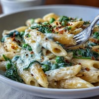 Vibrant one-pot lemon ricotta pasta with peas and spinach, creamy and bright with zesty lemon and fresh greens.