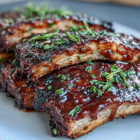 Tender Father's Day BBQ Rib Board piled high, showcasing three luscious sauces.